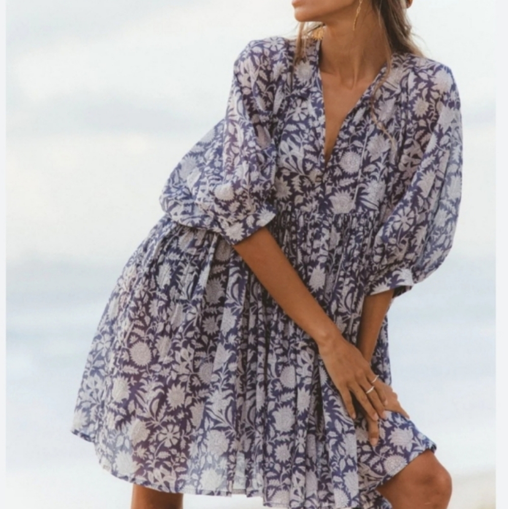 Daughters Of India Kyra Mini Dress In Blue Iris S